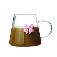 Tasse à café en verre martelé à haute teneur en borosilicate tasse à thé en verre à boire résistant à la chaleur avec poignée et conception de fleurs personnalisée