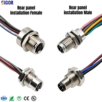 Arnés de Cableado Personalizado M12 de Cobre para Montaje en Panel con Soporte FPC, Clasificación 10A para Equipos de Control PLC y Sensores de Automatización Industrial
