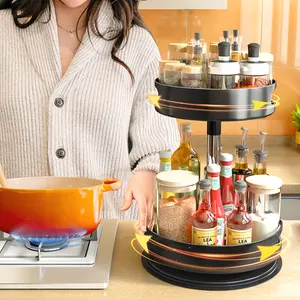 Lazy susan acrilico 306 organizzatore di portaspezie rotante in metallo in acciaio inossidabile per espositore da cucina sotto lo scaffale