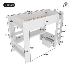 Lit superposé moderne et stylé pour chambre d'enfant, design en bois, lit mezzanine avec table de jeu pour garçons, mobilier de salle de jeux tendance pour enfants SRB - Product Image 2
