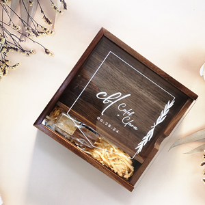OEM Gói Quà Cưới 4*6Inch 10X15Cm Album In Ảnh Hộp Ảnh Bằng Gỗ Bìa <span class=keywords><strong>Acrylic</strong></span> Kèm Ổ USB Flash Bằng Gỗ - Product Image 1