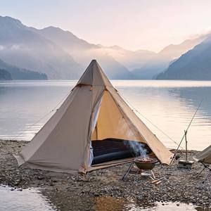 Tente de camping pyramide <span class=keywords><strong>tipi</strong></span> kaki, grande tente <span class=keywords><strong>tipi</strong></span> imperméable et coupe-vent pour le glamping en plein air, sur pelouse ou en montagne - Product Image 4