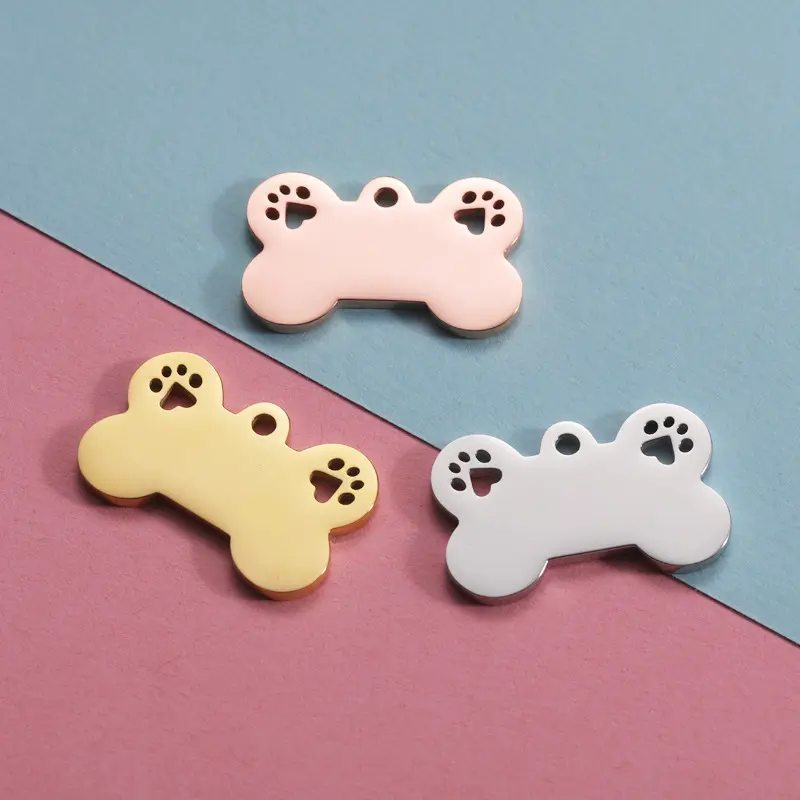 Wholesale Stainless Steel Charms Pendant Cute Animal Pet Pendant Dog Paw Print Charm Diy