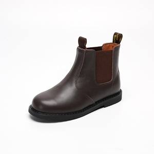 Botines de combate para niños y niñas pequeñas, botines de otoño Chelsea de cuero marrón sin cordones para niños, <span class=keywords><strong>zapatos</strong></span> cómodos para exteriores - Product Image 5