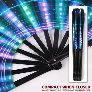 Rainbow Pattern Custom Printed Folding Hand <b>Fan</b> Clack Hand <b>Fan</b> With Logo <b>Large</b> Rave Bamboo Hand <b>Fan</b> for Festival Gift - Product Image 5