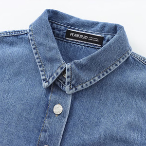 Blus Denim Wanita SHENZHU Musim Panas 2024, Gaya Chic Kasual Vintage Lengan Panjang, Atasan Chiffon Polos Chic, Kemeja Wanita Chic Terbaru - Product Image 4
