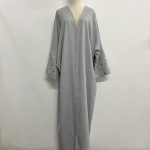 Vendita calda moda amore ricamo donne tacchino Design semplice abito elegante ricamo Kimono Dubai Abaya - Product Image 2