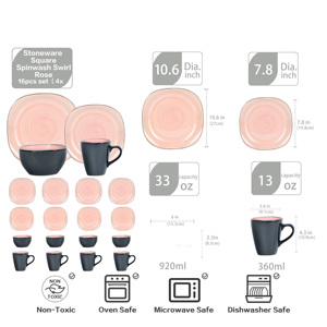 Bán Hàng Nóng <span class=keywords><strong>16PC</strong></span> Bộ Đồ Ăn Phổ Biến Thiết Kế Cổ Điển Phục Vụ Bát Tấm Cup Vuông Tăng Thanh Lịch Bộ Đồ Ăn - Product Image 4