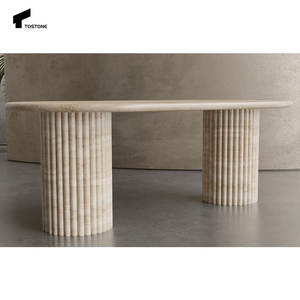 Набор кухонного обеденного стола из белого травертина - Product Image 1