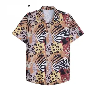 कस्टम प्रिंटेड हैवीयन अलओहा शर्ट 2023 नए पुरुषों की छोटी आस्तीन शर्ट प्रिंट पैटर्न कैजुअल शर्ट वाली सूती/बांस फाइबर