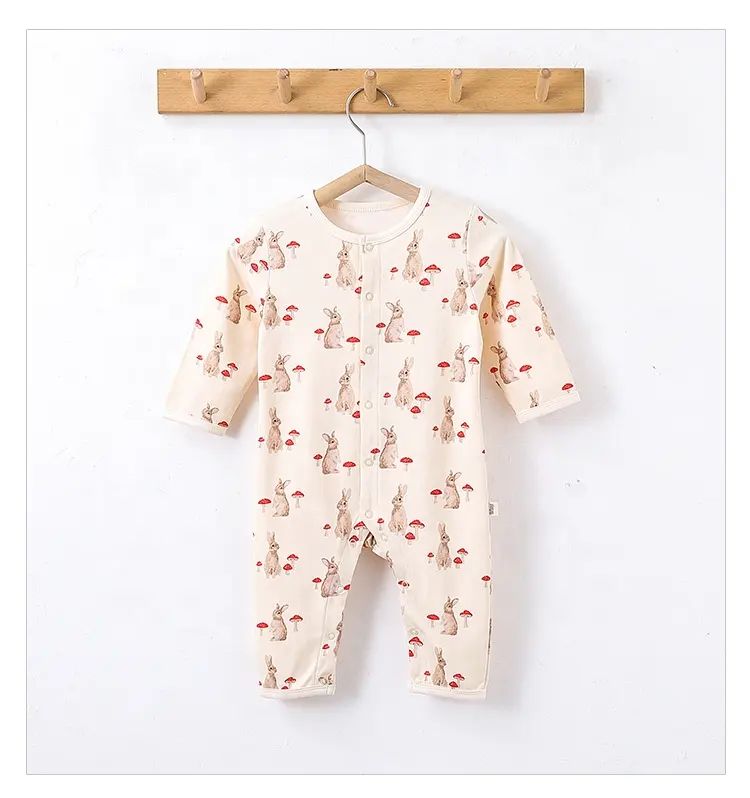 Algodón Bebé Niña Niño Primavera Ropa 9-12 Meses Impresión Personalizada Unisex OEM Bebé Punto Mameluco