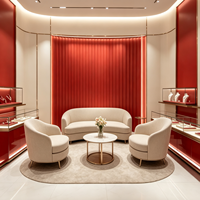 Boutique de bijoux en or rouge et or de luxe, design d'intérieur clé en main