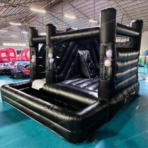 Castillo Inflable 3 en 1 Negro Comercial de PVC con Tobogán y Piscina de Pelotas Moonwalk, Brincolín Inflable Totalmente Negro para Niños - Product Image 5