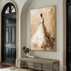 Pintura al Óleo Abstracta Vertical de Novia, Elegante y Suave, Pintada a Mano, para Decoración de Paredes, Arte para el Hogar, Venta al Por Mayor - Product Image 2