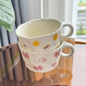 Taza de Cerámica con Diseño Novedoso de Lazo y Arcoíris para Mujer, Segura para Oficina, Capacidad de 300ml, para Verano y Otoño, para Celebridades de Internet - Product Image 2