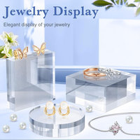 Magasin de bijoux utiliser des anneaux en acrylique transparent bloc d'affichage socle en acrylique Base de support pour le maquillage parfum affichage Riser PMMA bloc