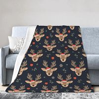 Couverture en flanelle personnalisée motif cerf de Noël couverture de lit/canapé antistatique douce et chaude lavable pour un appel festif