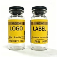 Étiquettes personnalisées imperméables pour flacons de 3 ml, 5 ml, 10 ml, autocollants pour suppléments de peptides avec service de conception gratuit