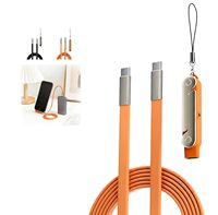 Adaptateur de câble USB C vers USB C, câble de charge pliable invisible 2-en-1 avec support de téléphone amovible à charge rapide 240 W