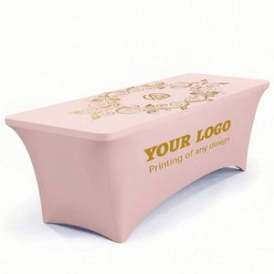 Custom Printed Simple 4FT 6FT 8FT Logo <b>Table</b> Cover Wholesale Fitted Polyester Tablecloth Home Trade Show - Product Image 6