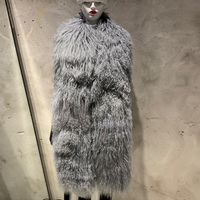Écharpe longue en fourrure de mouton de Mongolie naturelle pour femmes, châle surdimensionné en vraie fourrure, écharpe moelleuse, cache-cou d'hiver