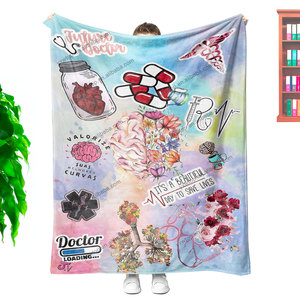 Superventas personalizado-impreso gráfico enfermería Scrubs suave cálido ligero acogedor ligero felpa sofá ropa de cama manta de punto - Product Image 3