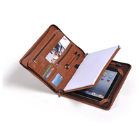Étui en cuir pour iPad avec fermeture éclair, porte-notes