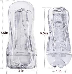 Masturbator Manual Transparan Portabel 7,5 Inci dengan Sistem Hisap, Pocket Butt Plug Cup untuk Pria - Product Image 6