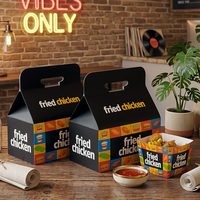 Boîtes d'emballage alimentaire à emporter personnalisées avec logo, recyclables, avec poignée, pour hamburgers, frites, poulet frit, hot-dogs, en papier
