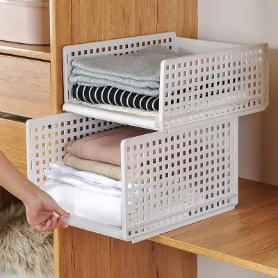 Organizador para guarda-roupas, cesta em camadas para armazenamento de gavetas e gavetas