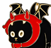 Épinglette en métal émaillé personnalisée, mignonne, avec cornes rouges de démon et ailes de chauve-souris, thème Halloween, pour amoureux des animaux et collectionneurs, cadeau souvenir, vente en gros du fabricant