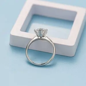 Classic 1 Carat Silver Moissanite Solitaire Ring White Gold Shade 18K Electroplated Engagement or Wedding Ring Diamond Test Appr