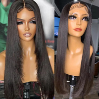 Perruques Courtes Bob en Cheveux Indiens Bruts Naturels, Sans Colle, avec Dentelle Frontale, 100% Cheveux Humains Vierges pour Femmes Noires