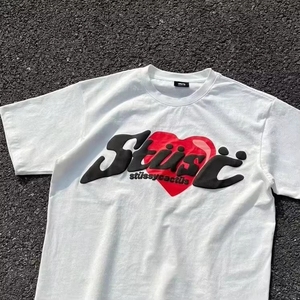 Camiseta de Manga Corta CPFM X Kanye <span class=keywords><strong>West</strong></span>, Estilo Urbano, con Letras de Corazón Impresas en Espuma, Camiseta Moderna para Parejas - Product Image 1