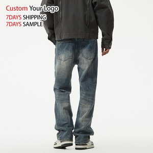 Jean en denim large délavé de haute qualité pour homme, style streetwear vintage, coupe baggy, personnalisable, vente en gros - Product Image 4