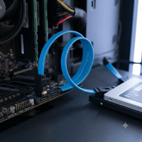 Cable de Datos Plano Profesional SATA 3.0 de 6 Gb/s con Conector de Bloqueo de 7 Pines, Blindaje Trenzado de PVC, Grado Industrial para Disco Duro SSD