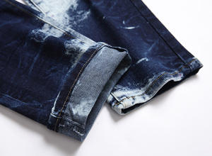 高品質 メンズ スリムフィット ジーンズ ヴィンテージ ヒップホップスタイル ジッパー装飾 ウォッシュ加工 ストレート ペンシルパンツ 織り込みプリント ウオモ ストリートウェア - Product Image 6