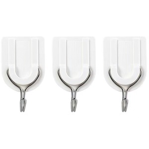 Crochets blancs robustes sans clou ni trace, crochets adhésifs créatifs en plastique, crochets pour manteaux, fournitures de magasin à un dollar. - Product Image 3
