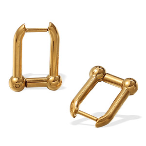Geometric Square Gold Color Zinc Alloy <b>Stud</b> Earrings For Women EH932 - Product Image 5