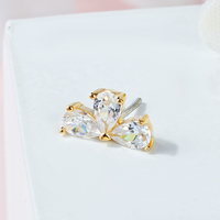 Toposh Bisel Set CZ Forma redonda Push Pin Threadless Labret Ear Lip Threadless Pin Studs Piercing Jewelry