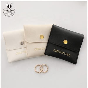 Pochette en cuir noir PUPPYSEW de haute qualité, pochette en PU pour bijoux, collier, bague, boucles d'oreilles, emballage, pochette avec logo personnalisé - Product Image 1