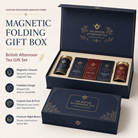 Boîte pliante à fermeture magnétique renforcée pour boîte à thé, boîte pliante de grande capacité, étui rigide, emballage rigide