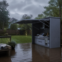 Abri de cuisine extérieur grande taille 240 cm de hauteur, enclos résistant aux intempéries, grill et réfrigérateur en acier inoxydable 304, armoire texturée pour usage commercial
