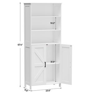 67" <strong>Tall</strong> <strong>Bathroom</strong> <strong>Storage</strong> Cabinet, Freestanding Farmhouse Cabinet with 2 Doors and Shelves, <strong>Bathroom</strong> Organizers and <strong>Storage</strong> - Product Image 2