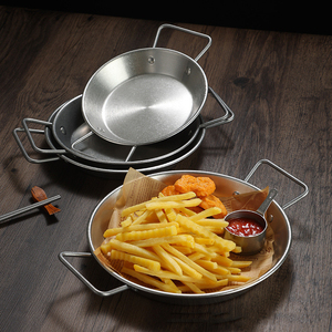 Assiette de cuisine Binaural à écrevisses Casseroles <span class=keywords><strong>espagnoles</strong></span> à riz et fruits de mer en acier inoxydable à double poignée - Product Image 1