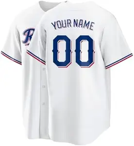 2024 Quality Custom Your Name Number Logo Patch Team Rangers Style Button Down Pullover Embroidered American Baseball Jersey
