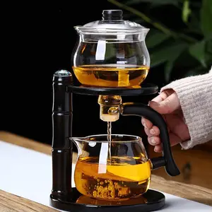 طقم إبريق شاي إبداعي شفاف مقاوم للحرارة مصنوع يدويًا ،