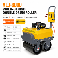 Rouleau compresseur routier mini à double tambour Vibrotech YLJ-600D avec moteur 9HP et transmission par engrenages, compresseur haute efficacité