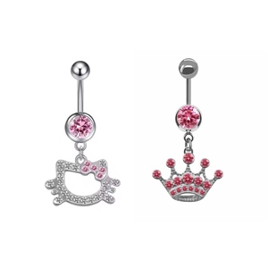 Lady 14g Zircon bụng nhẫn thép không gỉ Hello Kitty rốn piercing đồ trang sức thời trang Navel vòng cơ thể piercing đồ trang sức - Product Image 3