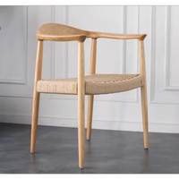 Chaise de salle à manger JP nordique en corde de bois Restaurant chaises de salle à manger Oka en corde moderne avec bras